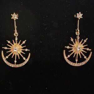 Moon & Starburst Earrings with Rhinestones